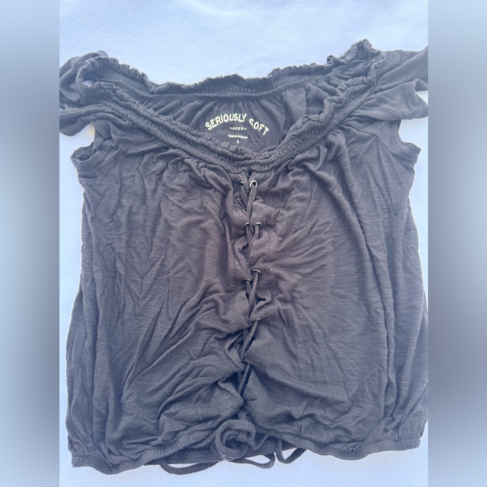 Gray aero lace up top